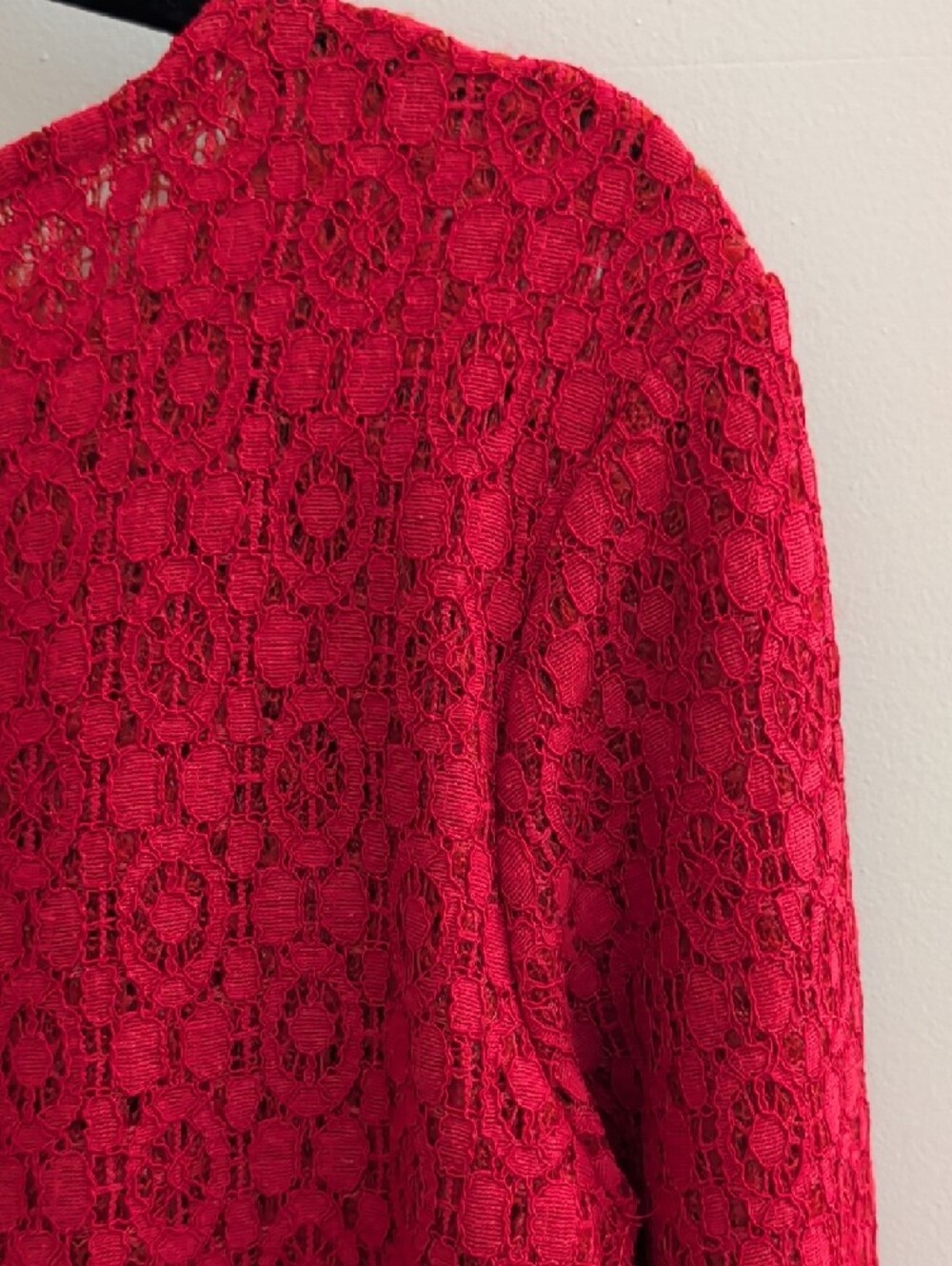 MOHITO Collection Red Stretch Lace Long Sleeve Shift Dress Size L - Picture 5 of 10